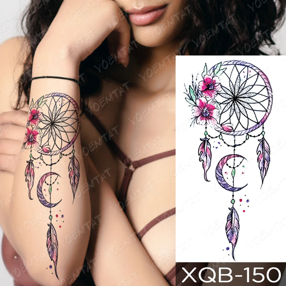 Rose & Snake Tattoo Set – Waterproof Temporary Body Art Stickers (Lace, Flower, Tiger, Dragon)