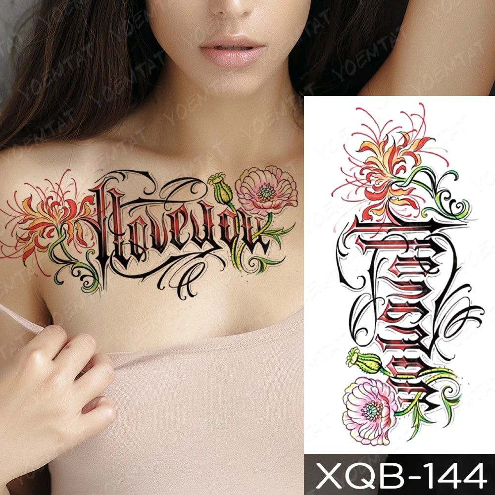 Rose & Snake Tattoo Set – Waterproof Temporary Body Art Stickers (Lace, Flower, Tiger, Dragon)