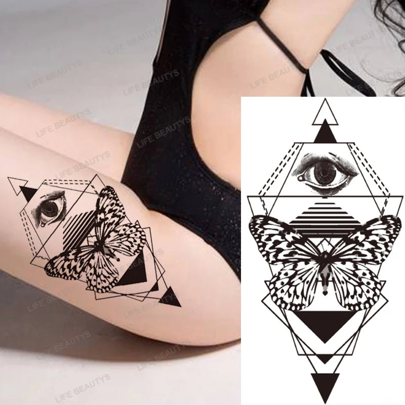 Snake Rose Wolf Temporary Tattoo – Waterproof Flower Fake Tattoo Sticker for Arm & Body Art