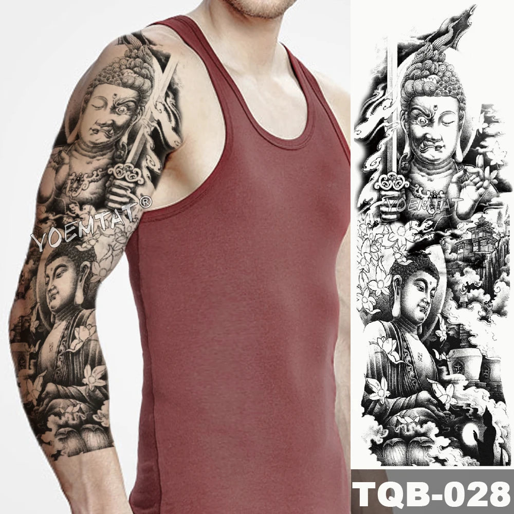 Inkly FullSleeveX – Skull Clock Tiger Wolf Arm Tattoo Set (40+ Designs)