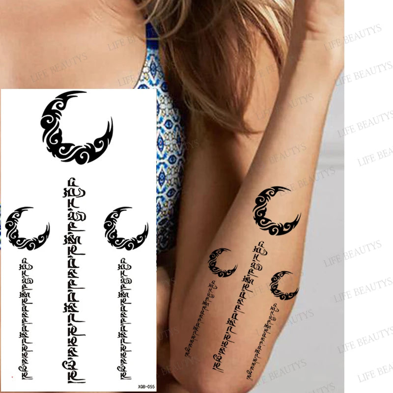 Snake Rose Wolf Temporary Tattoo – Waterproof Flower Fake Tattoo Sticker for Arm & Body Art