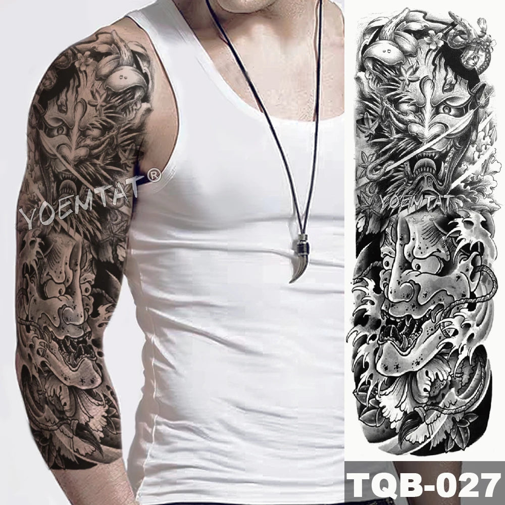 Inkly FullSleeveX – Skull Clock Tiger Wolf Arm Tattoo Set (40+ Designs)