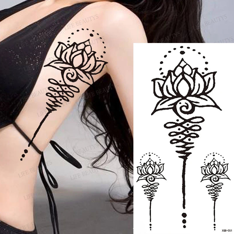 Snake Rose Wolf Temporary Tattoo – Waterproof Flower Fake Tattoo Sticker for Arm & Body Art