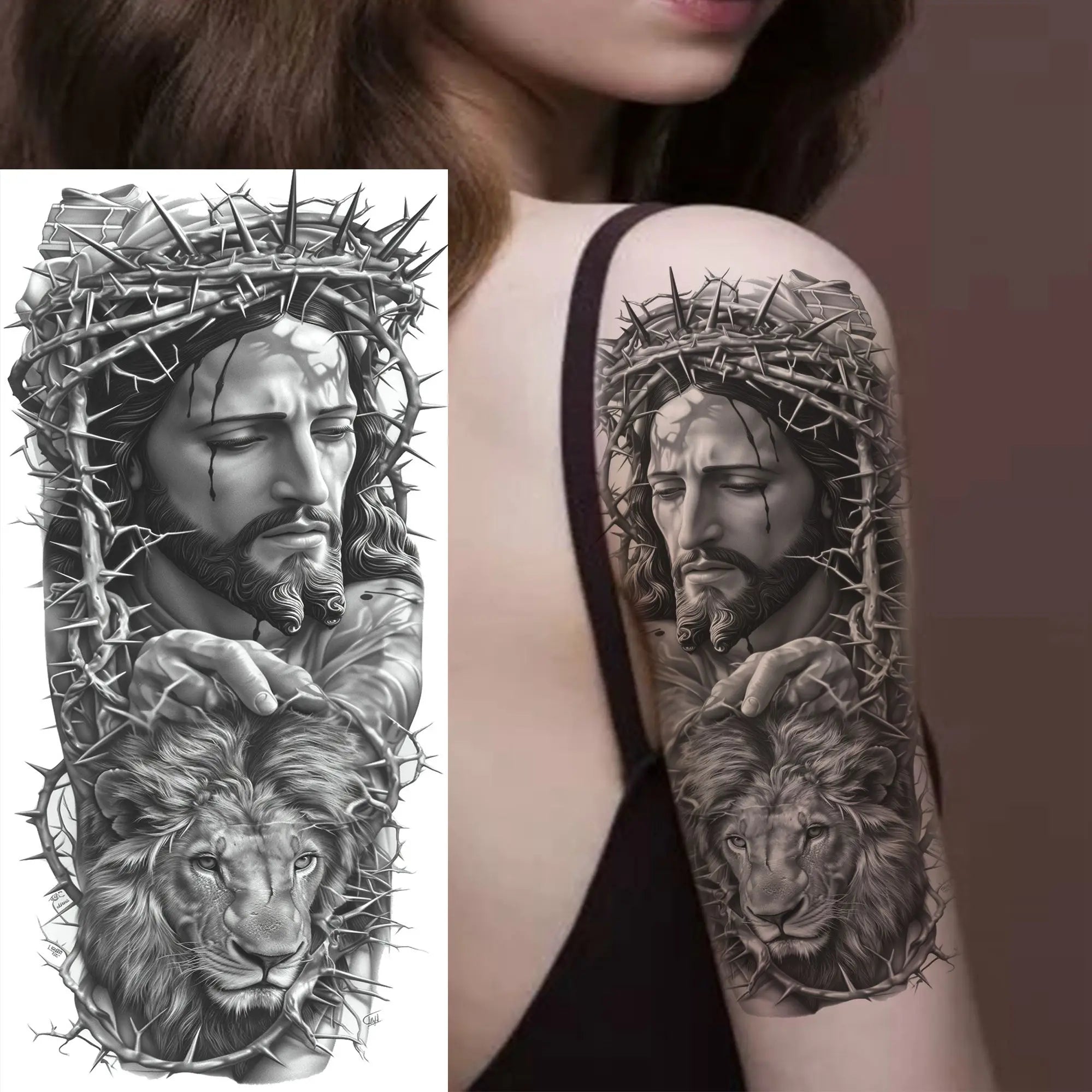 1 Sheet Jesus Thorn Crown Temporary Tattoo Sticker – Waterproof Realistic Fake Tattoos for Arm Chest Shoulder