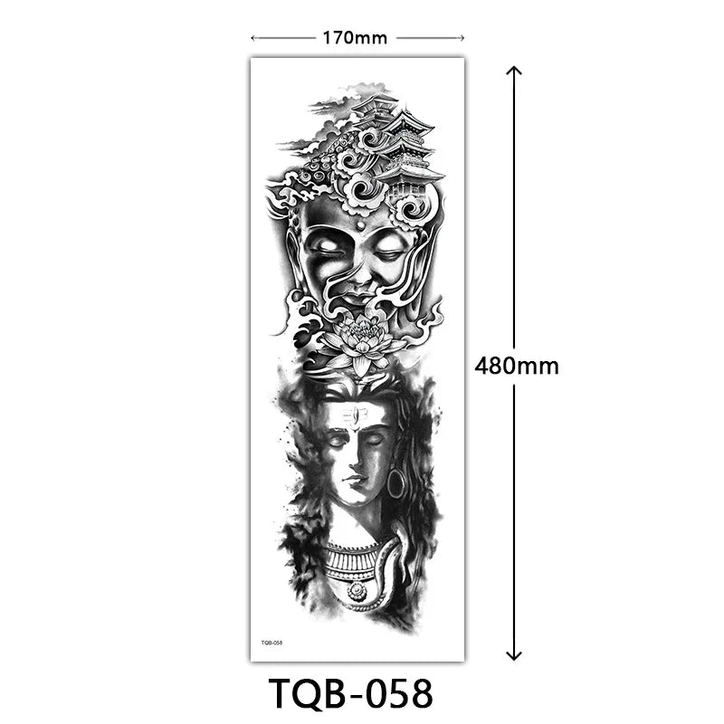 Inkly FullSleeveX – Skull Clock Tiger Wolf Arm Tattoo Set (40+ Designs)