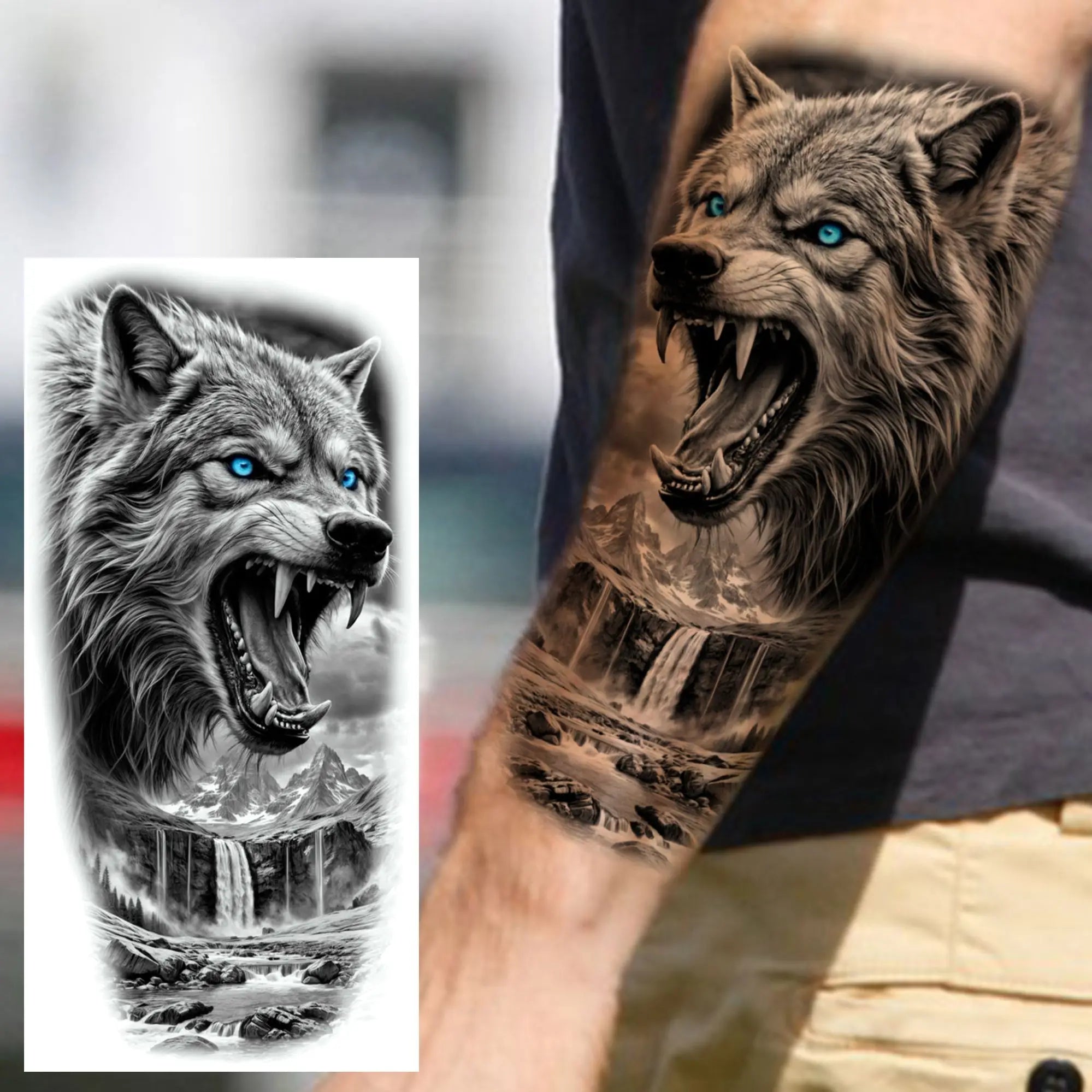 1 Sheet Realistic Beast Tattoo Stickers – Bear, Tiger, Wolf, Owl Waterproof Temporary Sleeve Tattoo for Arm and Leg