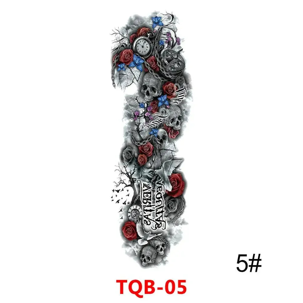 Full Arm Skull Tattoo Sticker – Waterproof 15-Day Semi-Permanent Tattoo for Men & Women