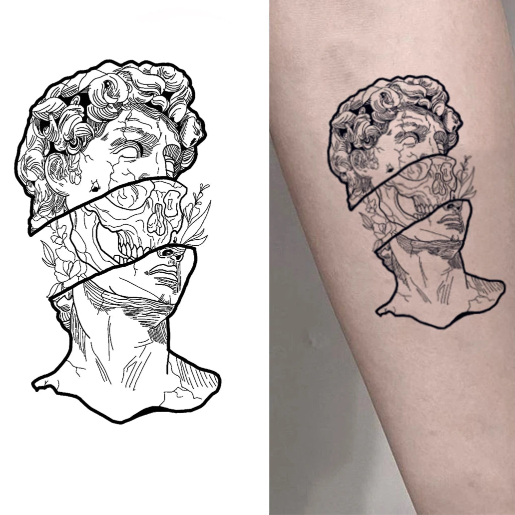 Muse Tattoo β Floral Statue Design (1PC)