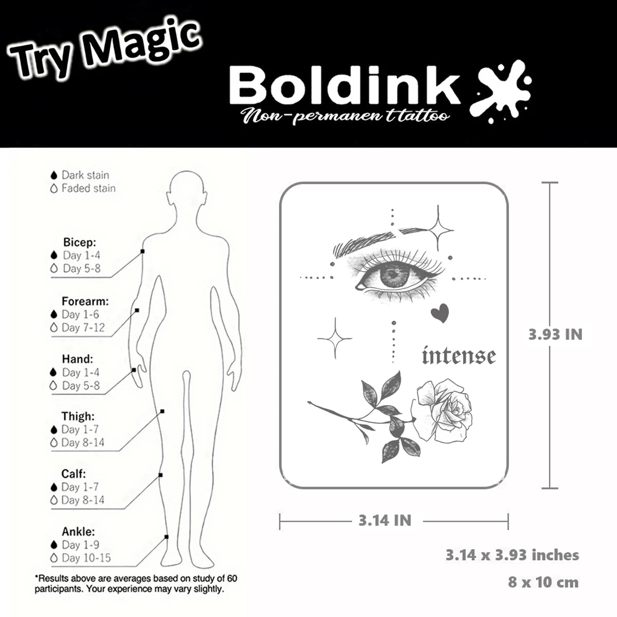 IntenseGaze – Eye & Rose Tattoo Sticker (1PC)