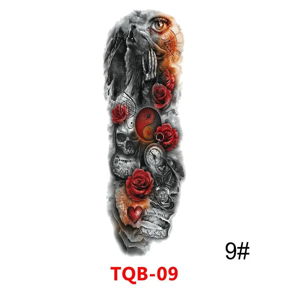 Full Arm Skull Tattoo Sticker – Waterproof 15-Day Semi-Permanent Tattoo for Men & Women