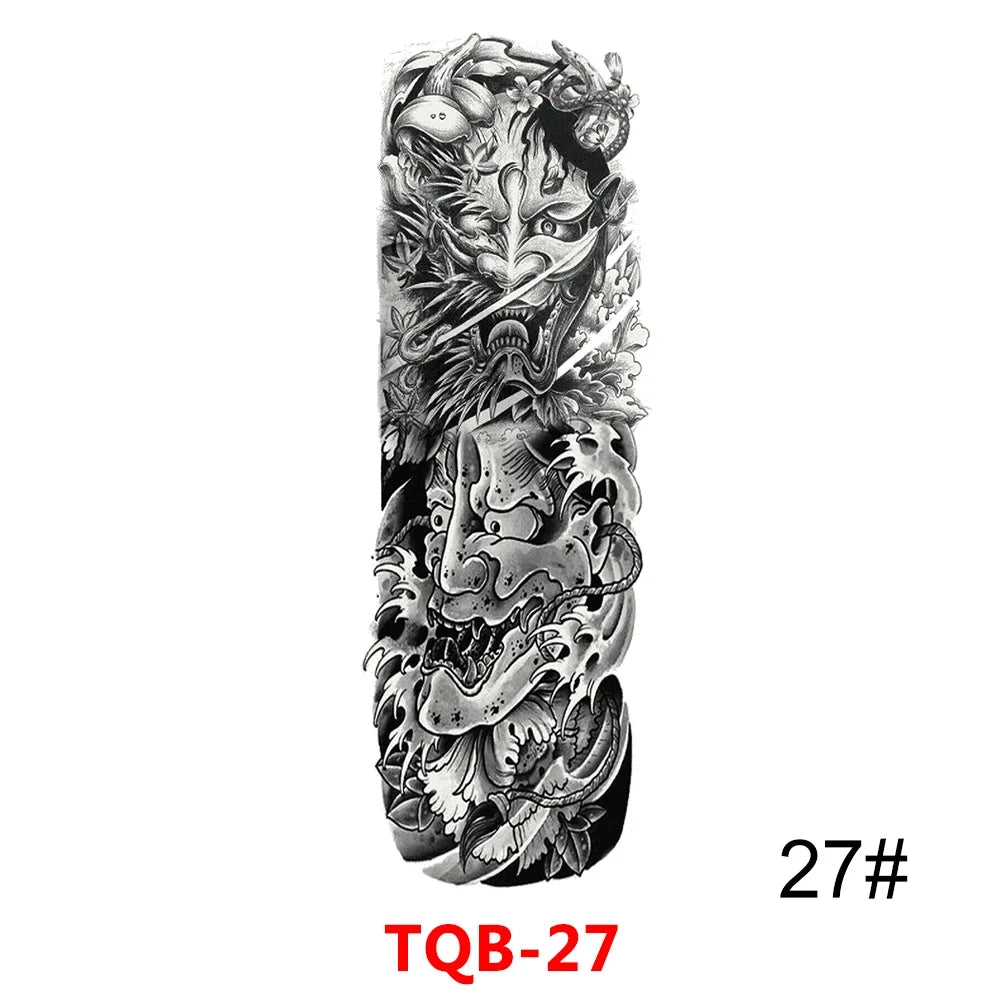 Full Arm Skull Tattoo Sticker – Waterproof 15-Day Semi-Permanent Tattoo for Men & Women