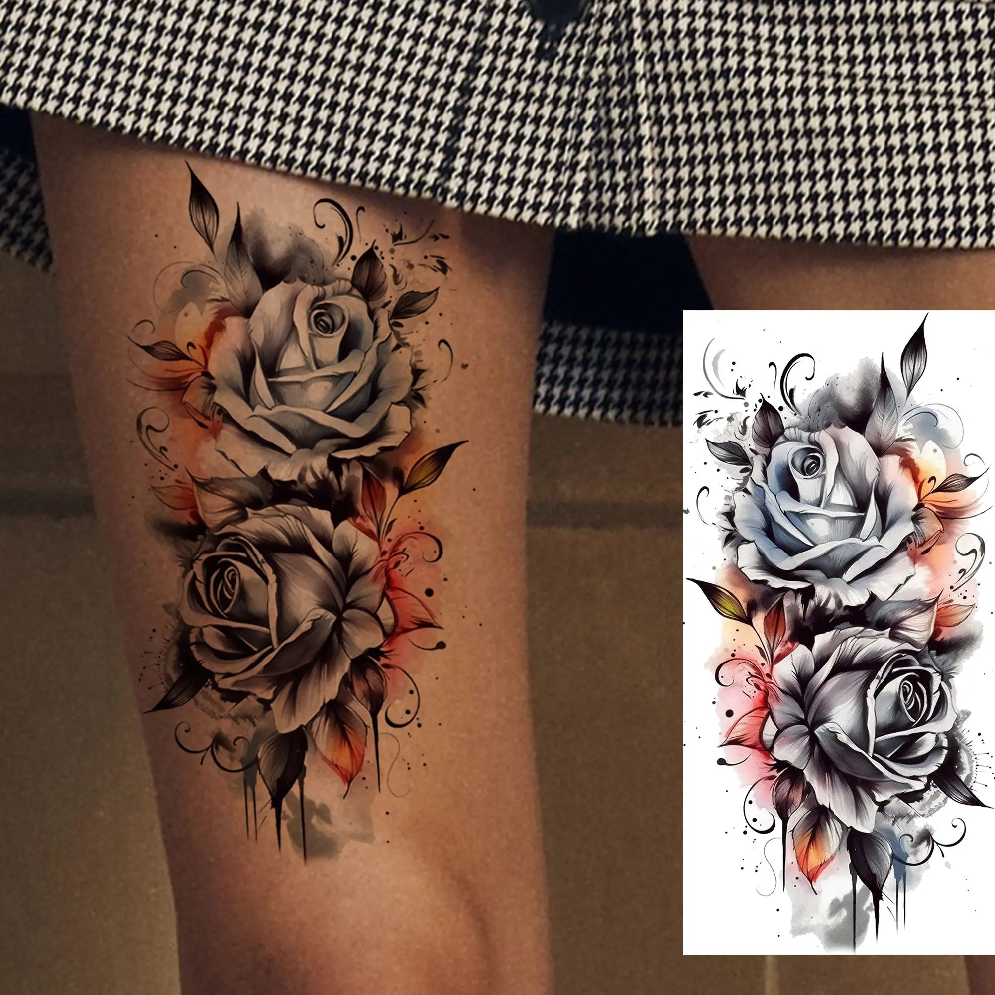 3D Rose Butterfly Temporary Tattoo – Waterproof Phoenix Flower Fake Tattoo Sticker