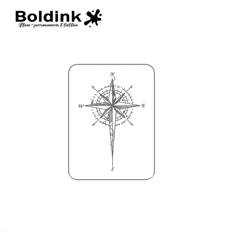 Compass North – Fine Line Temporary Tattoo (1PC)
