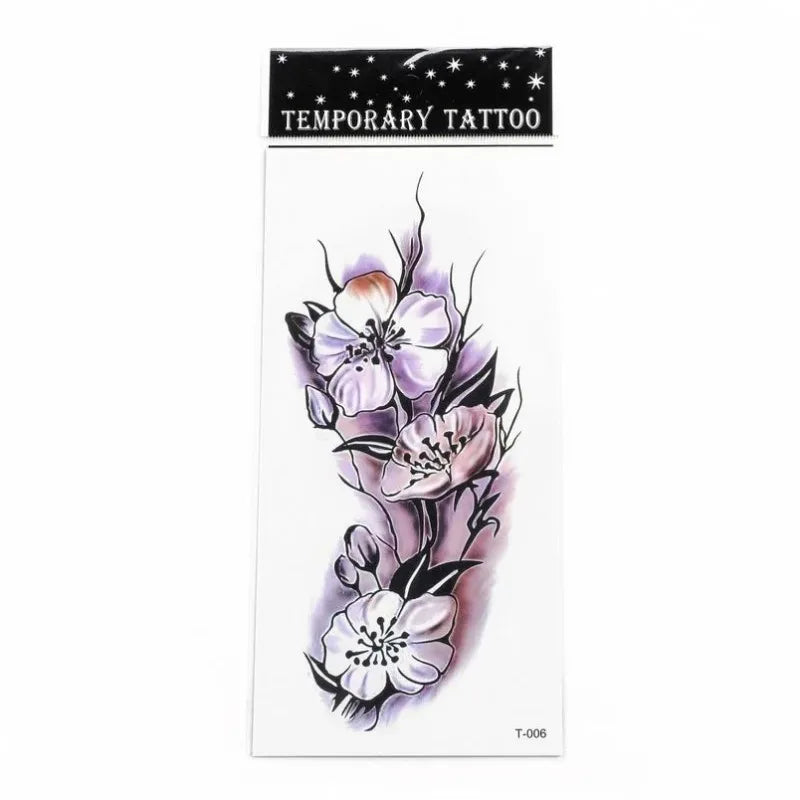 Plum Blossom Tattoo Set – 5 Sheets Waterproof Color Sketch Temporary Stickers for Women
