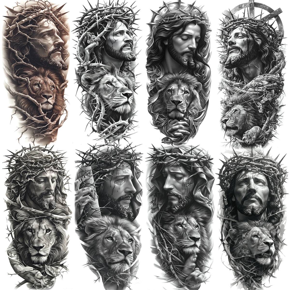 1 Sheet Jesus Thorn Crown Temporary Tattoo Sticker – Waterproof Realistic Fake Tattoos for Arm Chest Shoulder