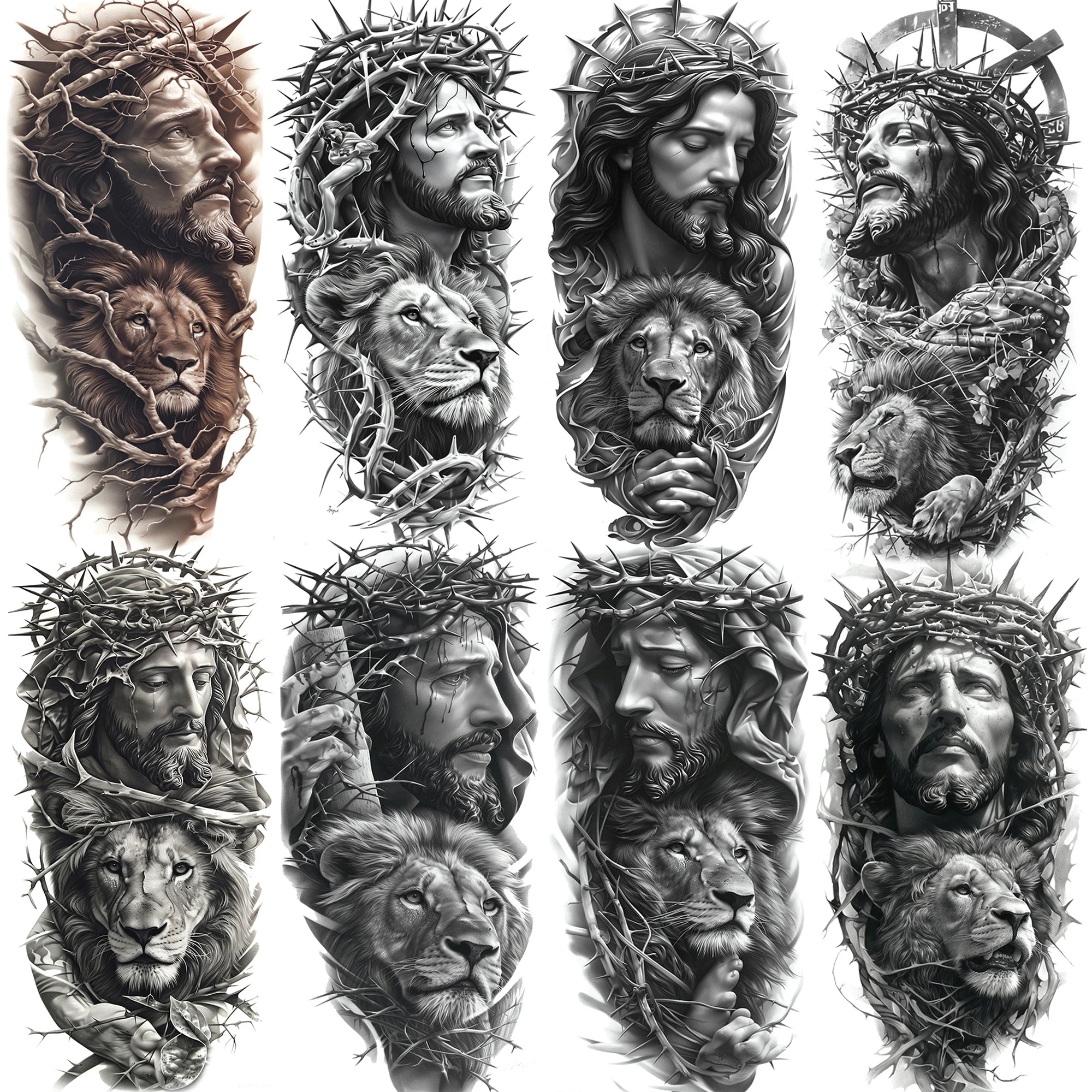 1 Sheet Jesus Thorn Crown Temporary Tattoo Sticker – Waterproof Realistic Fake Tattoos for Arm Chest Shoulder