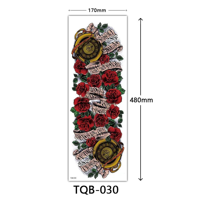 Inkly FullSleeveX – Skull Clock Tiger Wolf Arm Tattoo Set (40+ Designs)