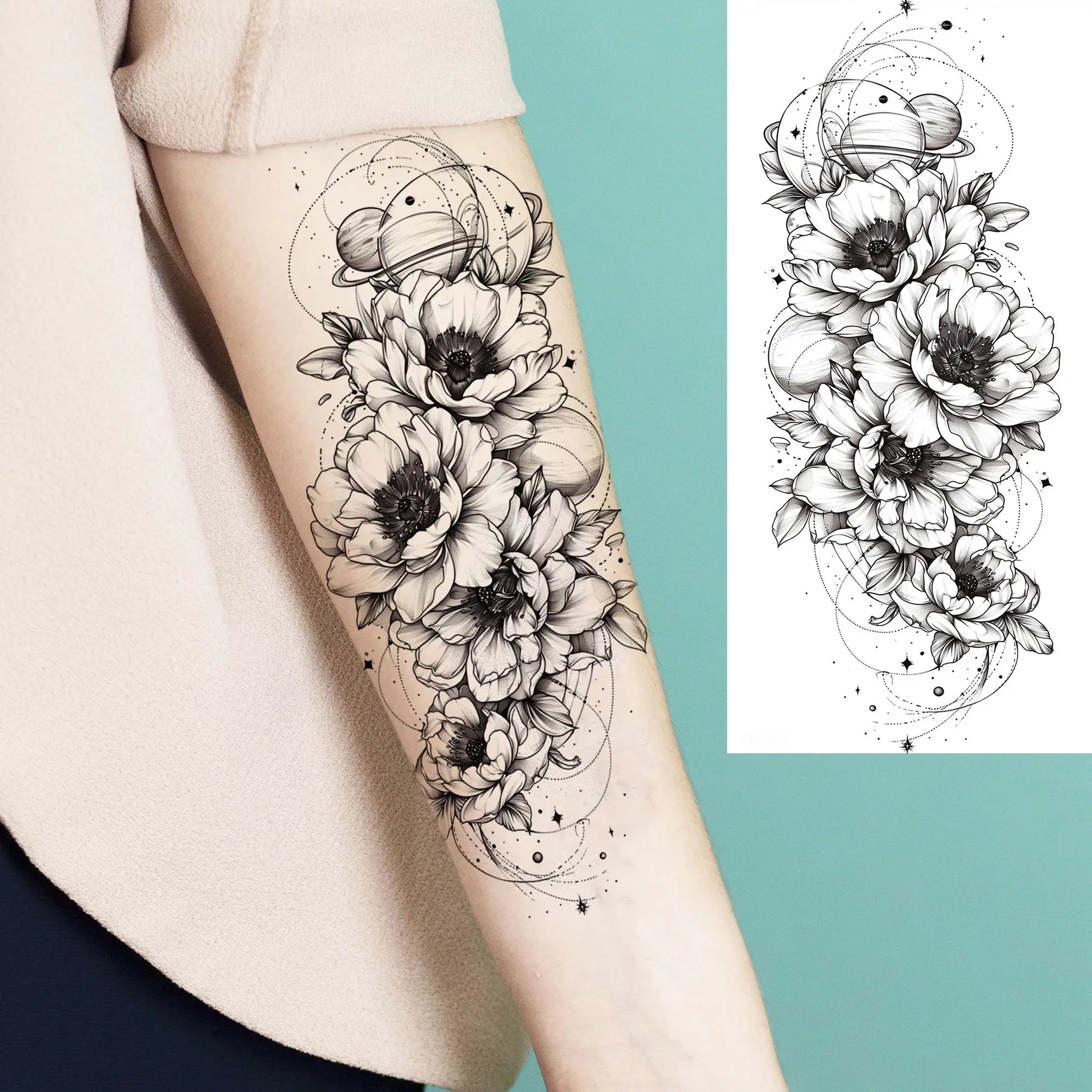 3D Rose Butterfly Temporary Tattoo – Waterproof Phoenix Flower Fake Tattoo Sticker