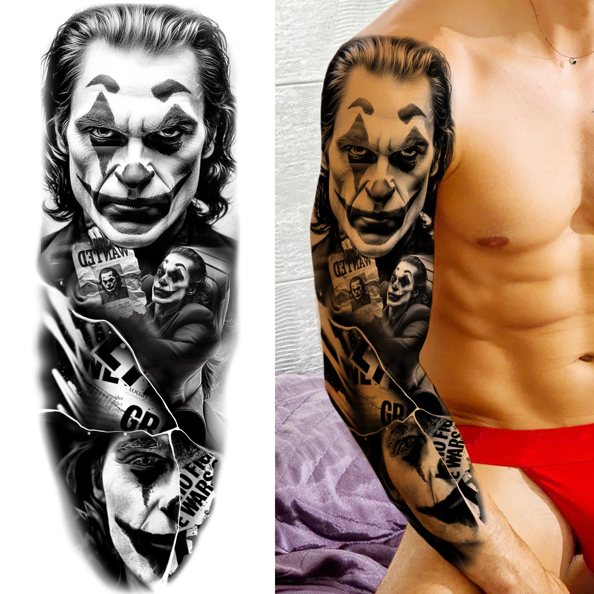 1 Sheet Zeus Jesus Skull Arm Temporary Tattoo Stickers – Waterproof Fake Sleeve Tattoo for Arm and Leg