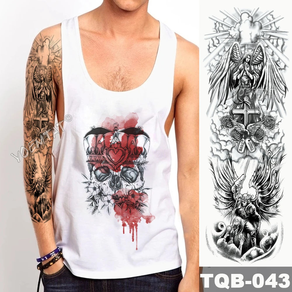 Inkly ArmMaster – Full Sleeve Skull Dragon Tattoo (1PC)