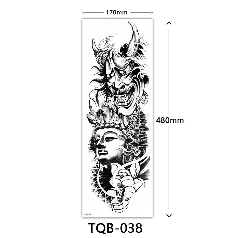 Inkly FullSleeveX – Skull Clock Tiger Wolf Arm Tattoo Set (40+ Designs)