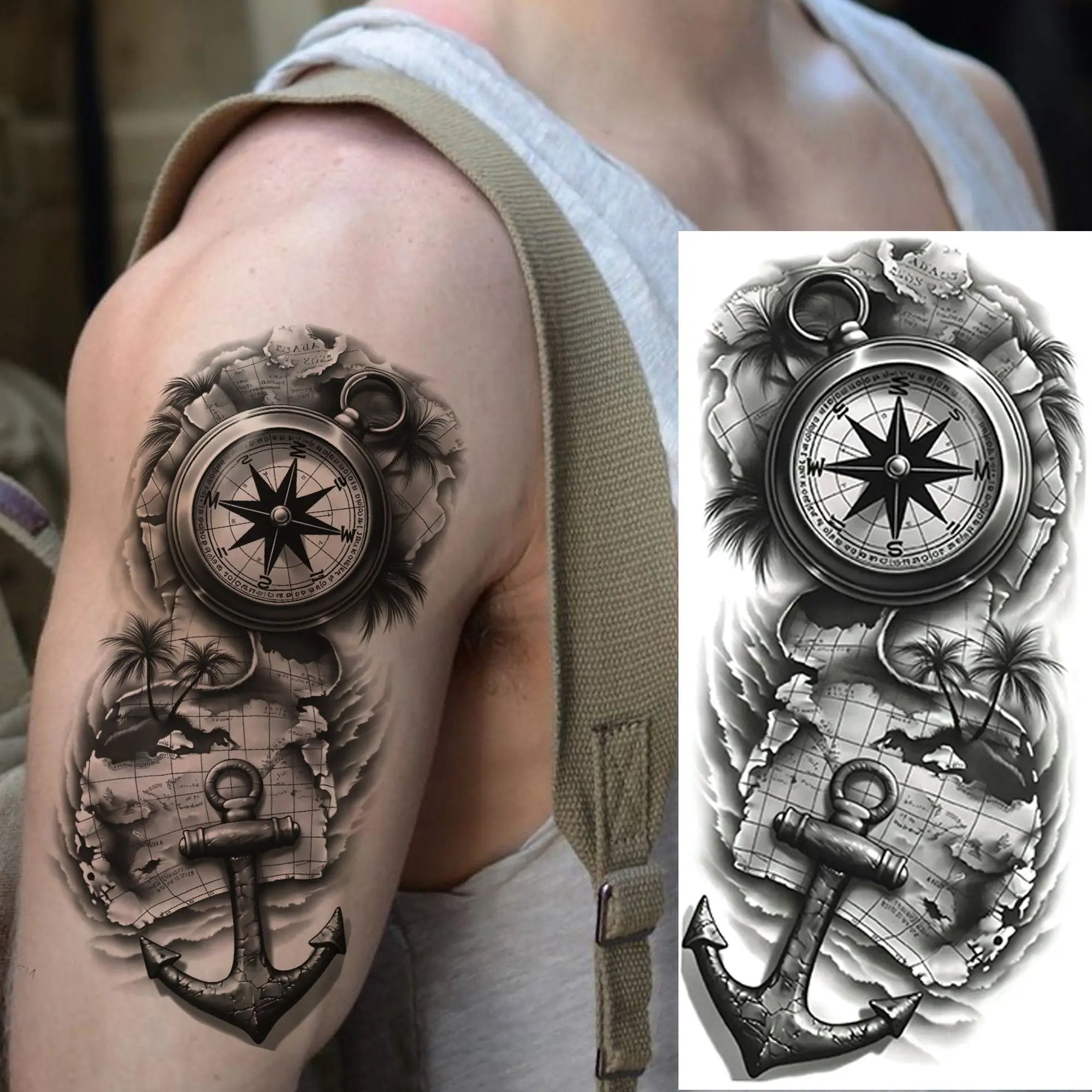 1 Sheet Zeus Jesus Skull Arm Temporary Tattoo Stickers – Waterproof Fake Sleeve Tattoo for Arm and Leg