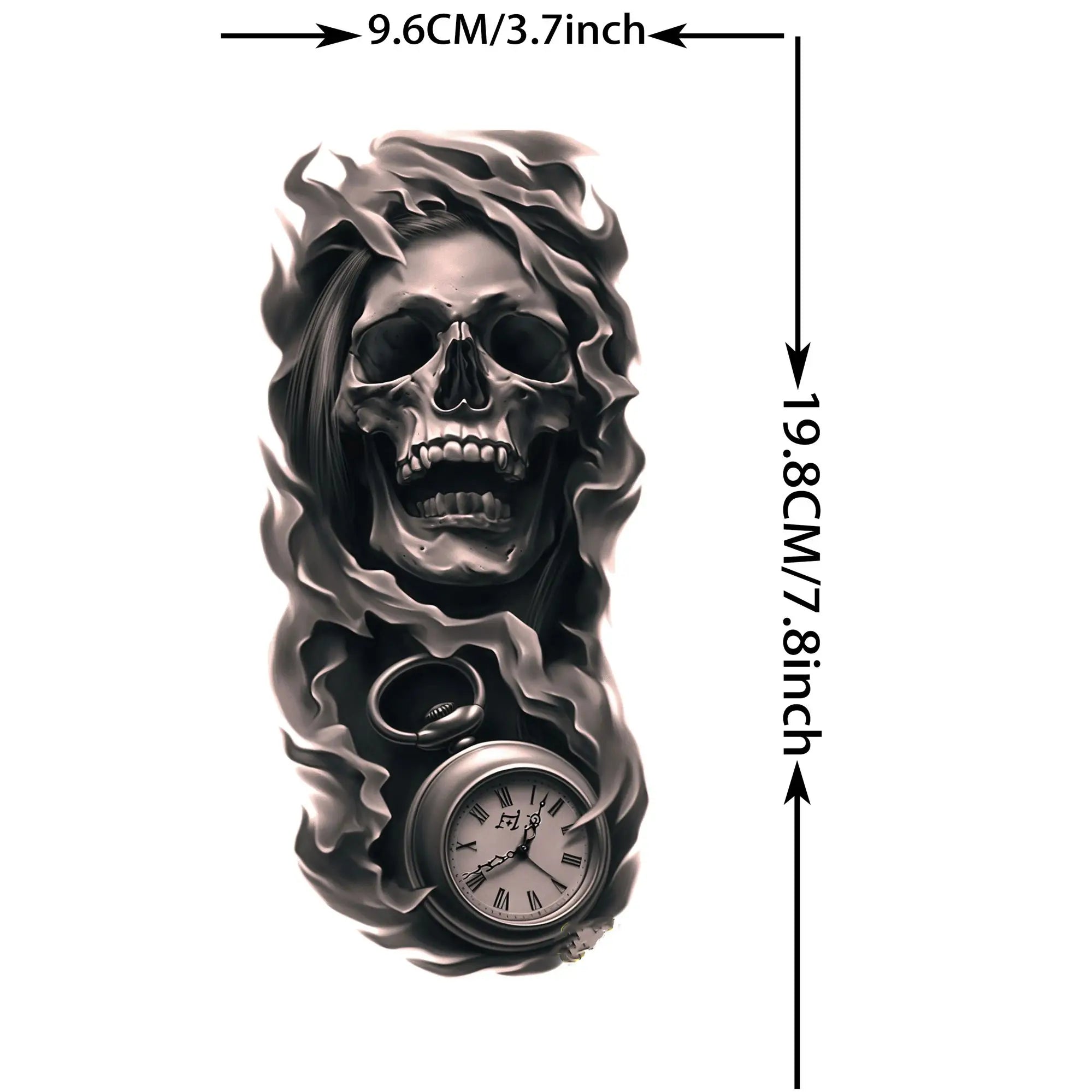 Grim Reaper Skull Pirate Temporary Tattoo – Halloween Fake Tattoo Sticker (1 Sheet)