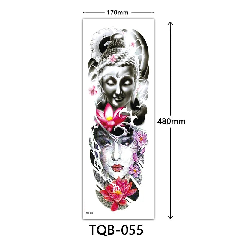 Inkly FullSleeveX – Skull Clock Tiger Wolf Arm Tattoo Set (40+ Designs)