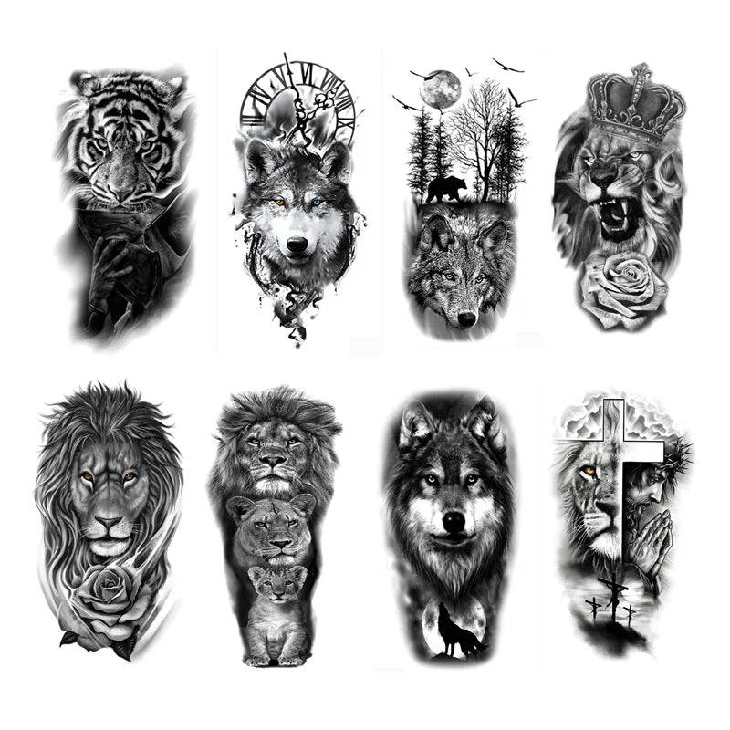 WildInk – Animal Tattoo Set (Lion, Tiger, Wolf, Bear)