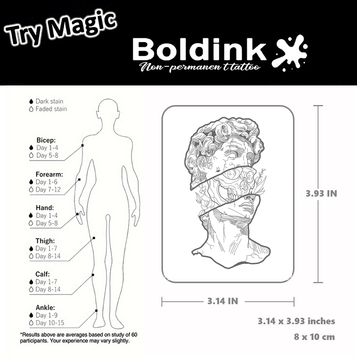 Muse Tattoo β Floral Statue Design (1PC)