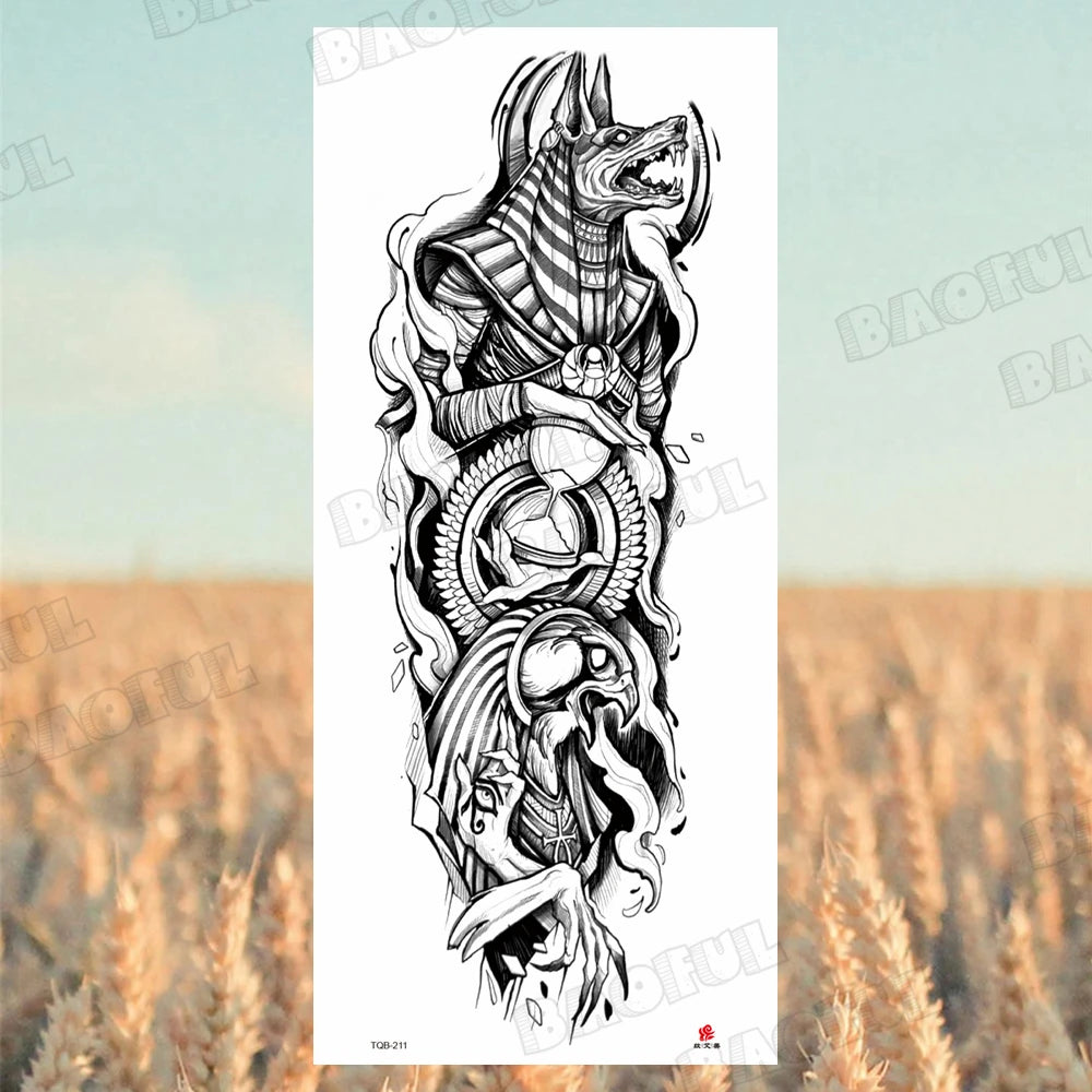 1 Sheet Wolf Lion Maori Flower Arm Sleeve Temporary Tattoo Sticker – Realistic Waterproof Fake Tattoos for Body