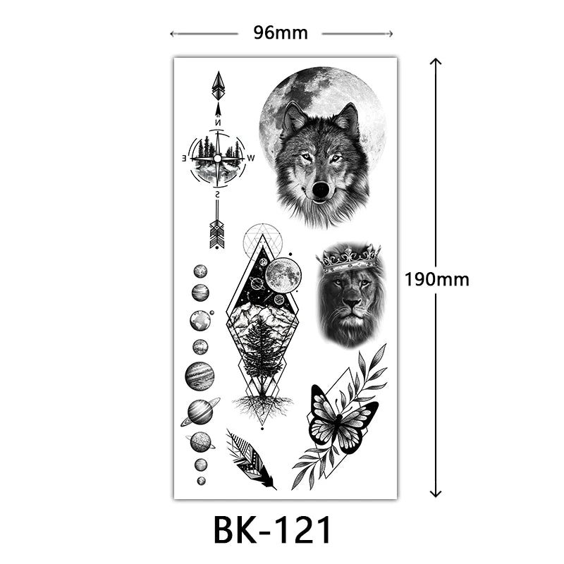 Black Floral Temporary Tattoo Stickers – Waterproof Fake Flower Tattoos for Hand, Arm, Body
