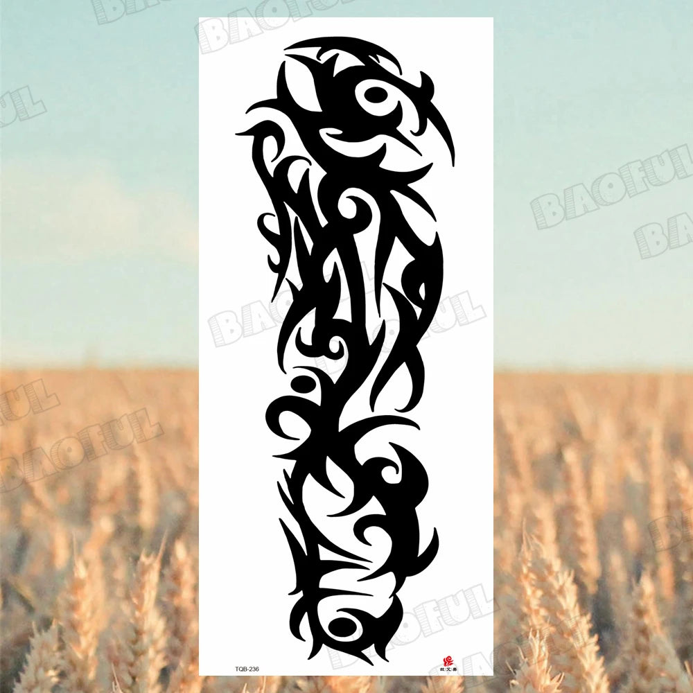 1 Sheet Wolf Lion Maori Flower Arm Sleeve Temporary Tattoo Sticker – Realistic Waterproof Fake Tattoos for Body