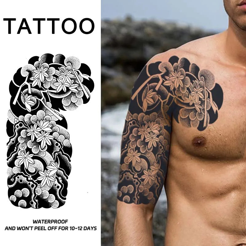 Dragon Tiger Half Arm Tattoo – Waterproof Herbal Semi-Permanent Fake Tattoo Sticker