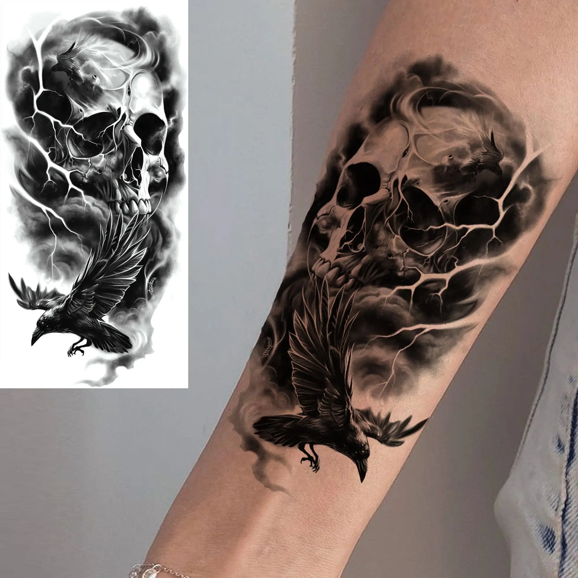 1 Sheet Lion Tiger Wolf Skull Ship Temporary Tattoo Sticker – Waterproof Realistic Body Art for Arm and Chest