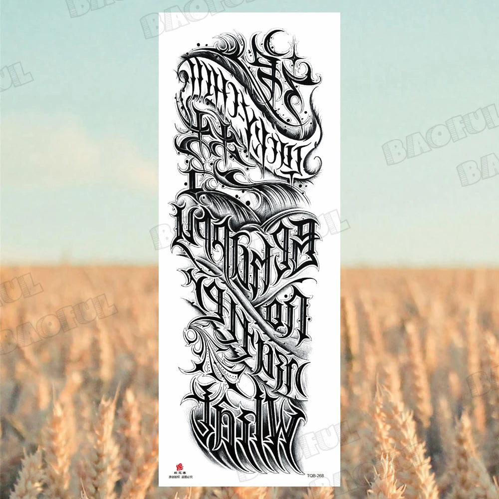 1 Sheet Wolf Lion Maori Flower Arm Sleeve Temporary Tattoo Sticker – Realistic Waterproof Fake Tattoos for Body