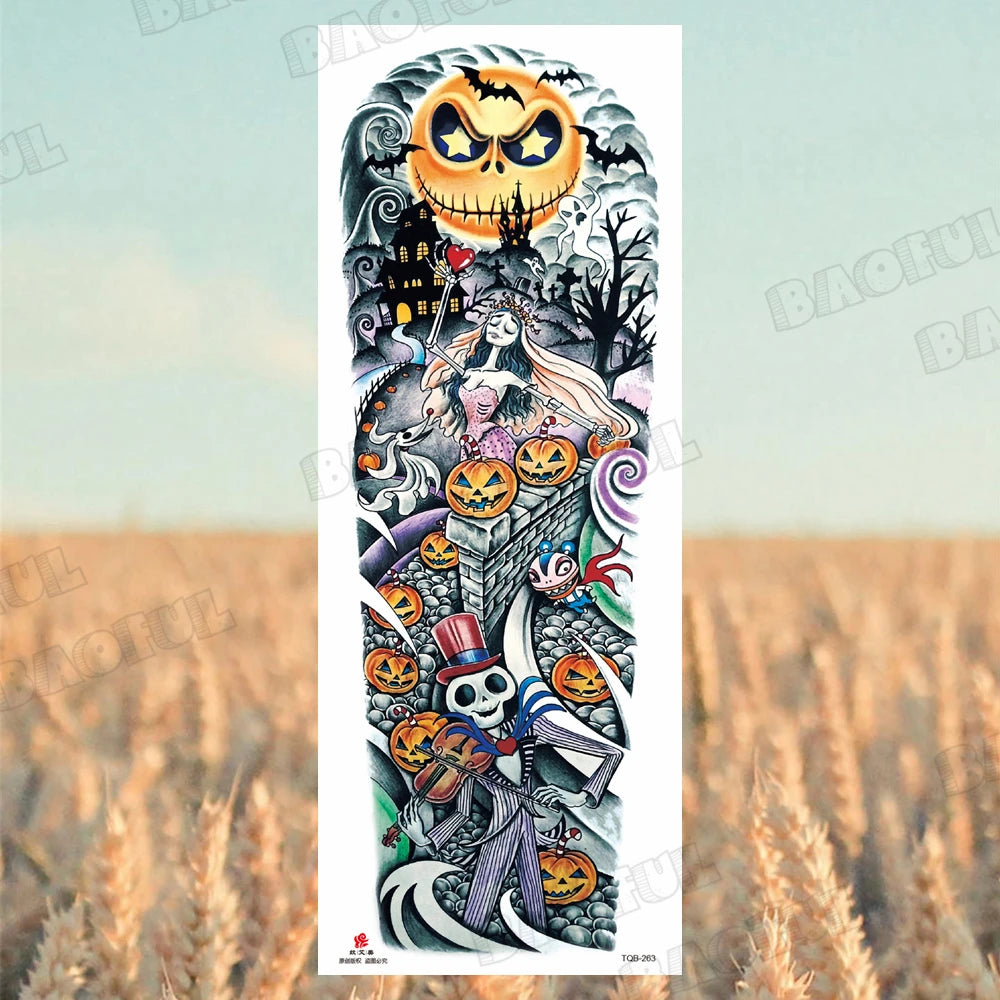 1 Sheet Wolf Lion Maori Flower Arm Sleeve Temporary Tattoo Sticker – Realistic Waterproof Fake Tattoos for Body