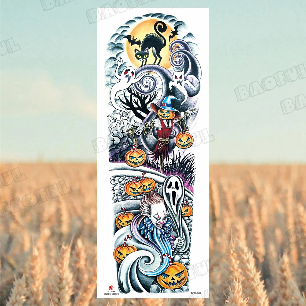 1 Sheet Wolf Lion Maori Flower Arm Sleeve Temporary Tattoo Sticker – Realistic Waterproof Fake Tattoos for Body