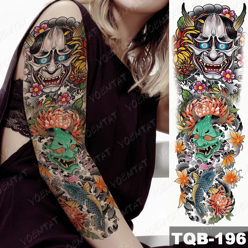 Inkly ArmMaster – Full Sleeve Skull Dragon Tattoo (1PC)