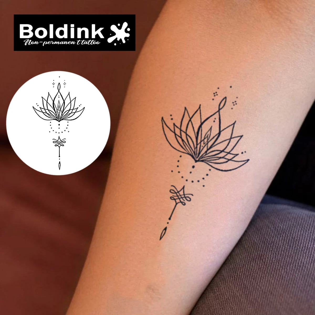 Lotus Mandala – Minimalist Temporary Tattoo (1PC)