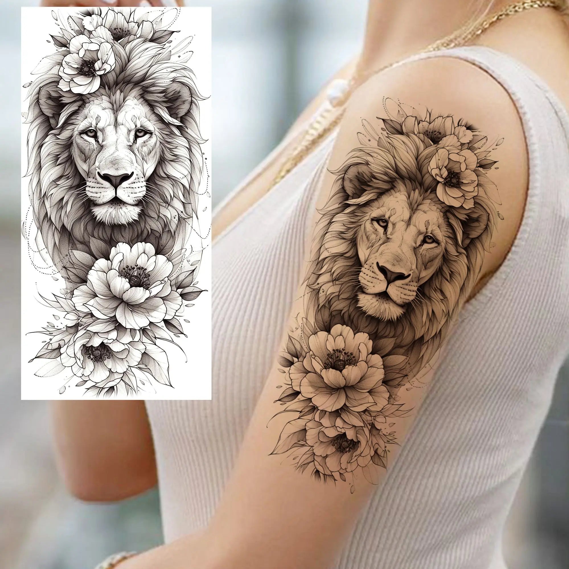 3D Rose Butterfly Temporary Tattoo – Waterproof Phoenix Flower Fake Tattoo Sticker