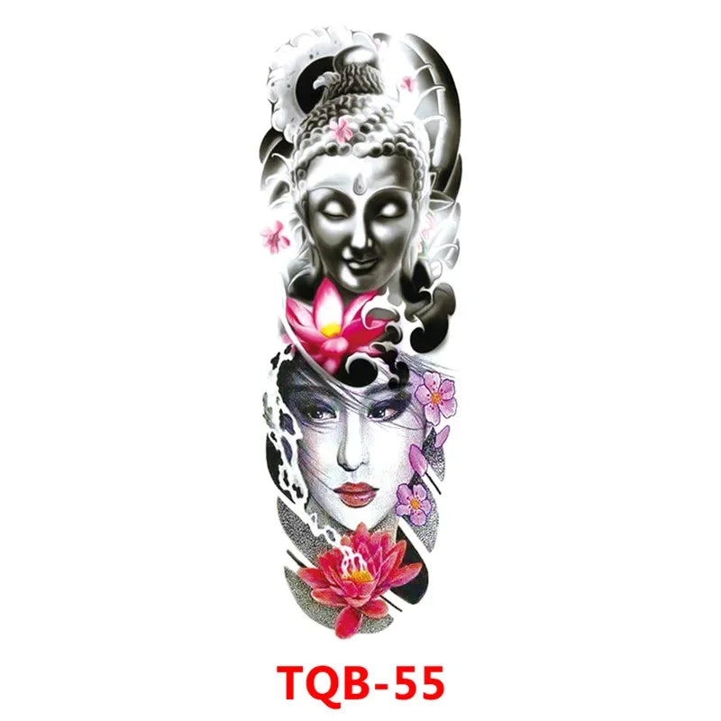 Full Arm Skull Tattoo Sticker – Waterproof 15-Day Semi-Permanent Tattoo for Men & Women