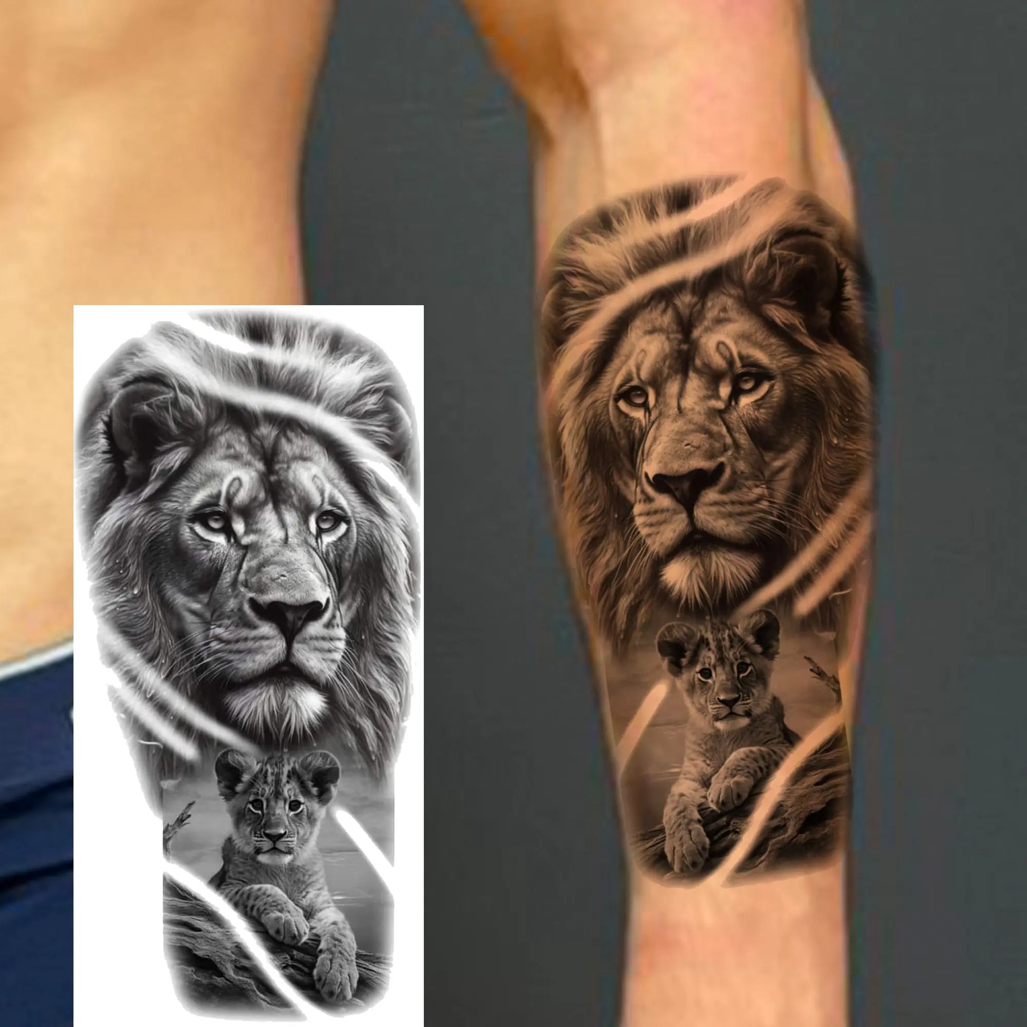 Lion Tiger Wolf Skull Dragon Temporary Tattoo – Realistic 3D Fake Tattoo Sticker (1 Sheet)