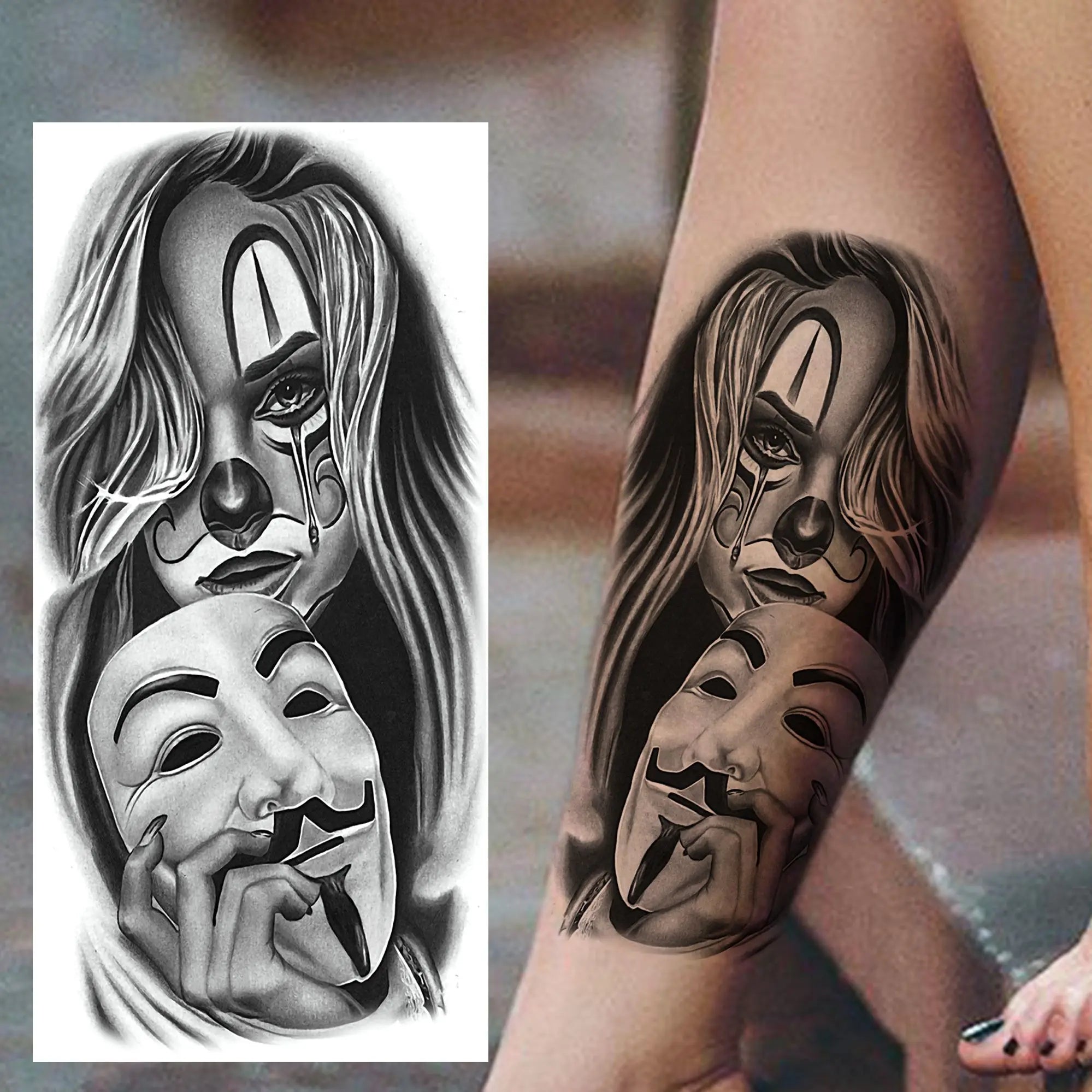 DarkMuse – Joker Mask Women Tattoo (1 Sheet)