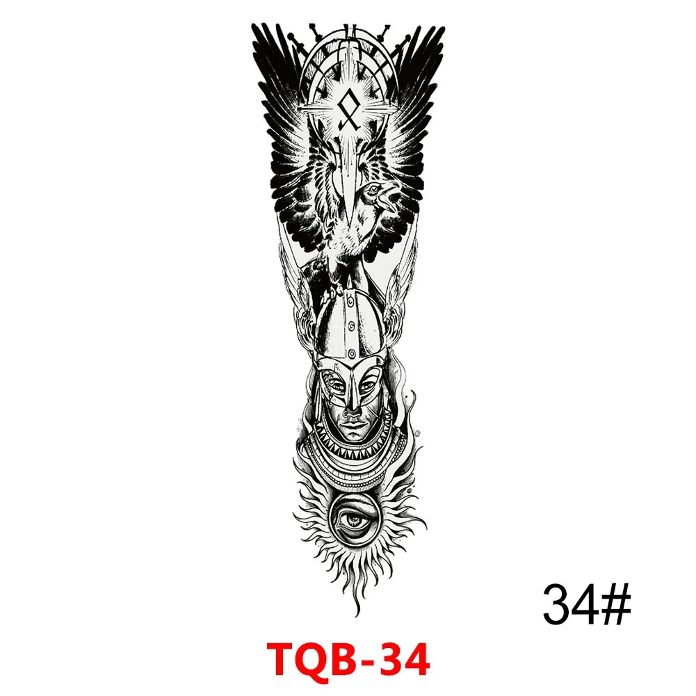 Full Arm Skull Tattoo Sticker – Waterproof 15-Day Semi-Permanent Tattoo for Men & Women