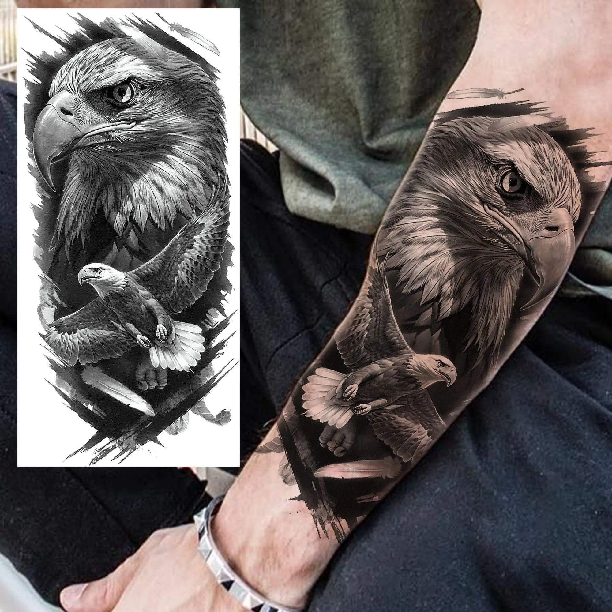 1 Sheet Realistic Beast Tattoo Stickers – Bear, Tiger, Wolf, Owl Waterproof Temporary Sleeve Tattoo for Arm and Leg