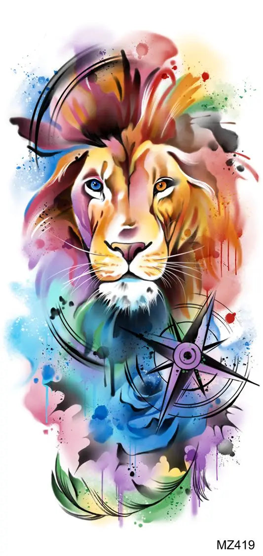 2pcs Watercolor Peony Rose Butterfly Temporary Tattoo Stickers