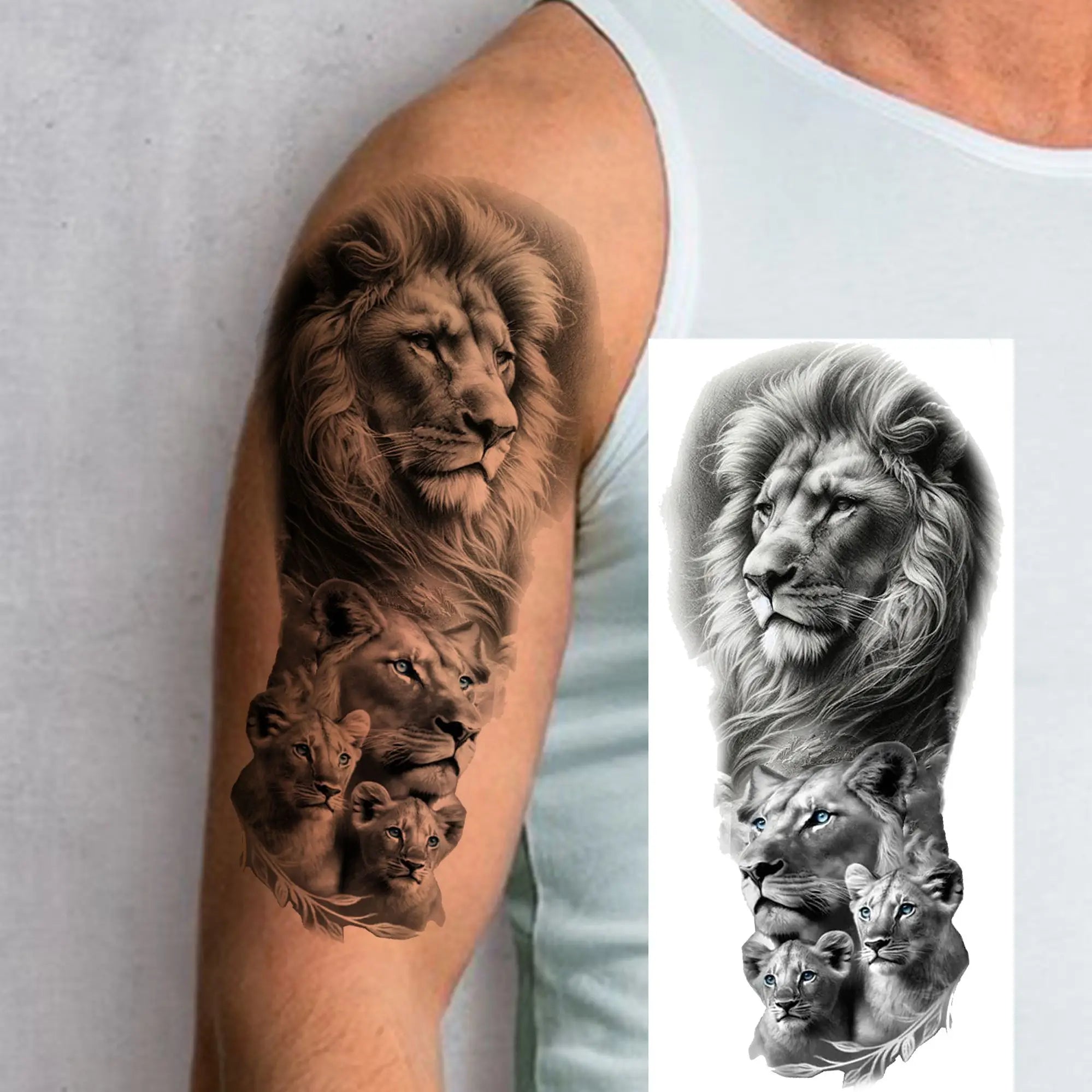 1 Sheet Realistic Beast Tattoo Stickers – Bear, Tiger, Wolf, Owl Waterproof Temporary Sleeve Tattoo for Arm and Leg