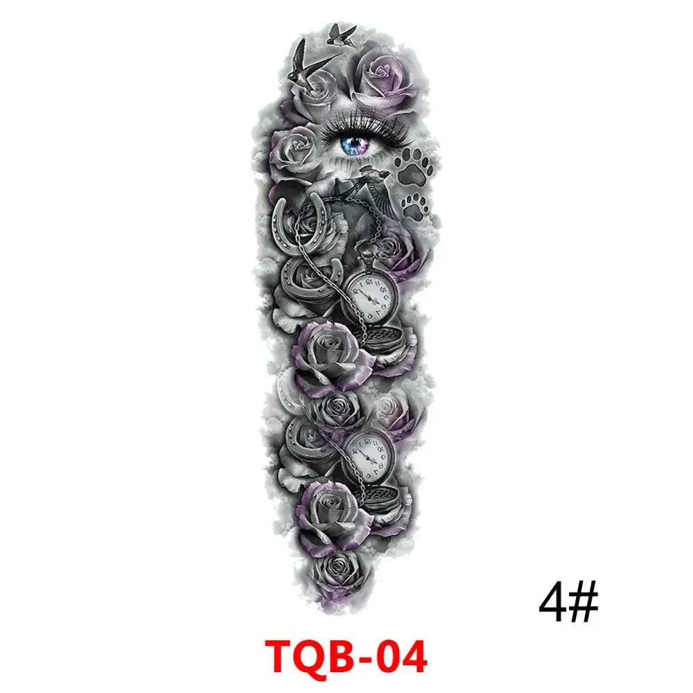 Full Arm Skull Tattoo Sticker – Waterproof 15-Day Semi-Permanent Tattoo for Men & Women