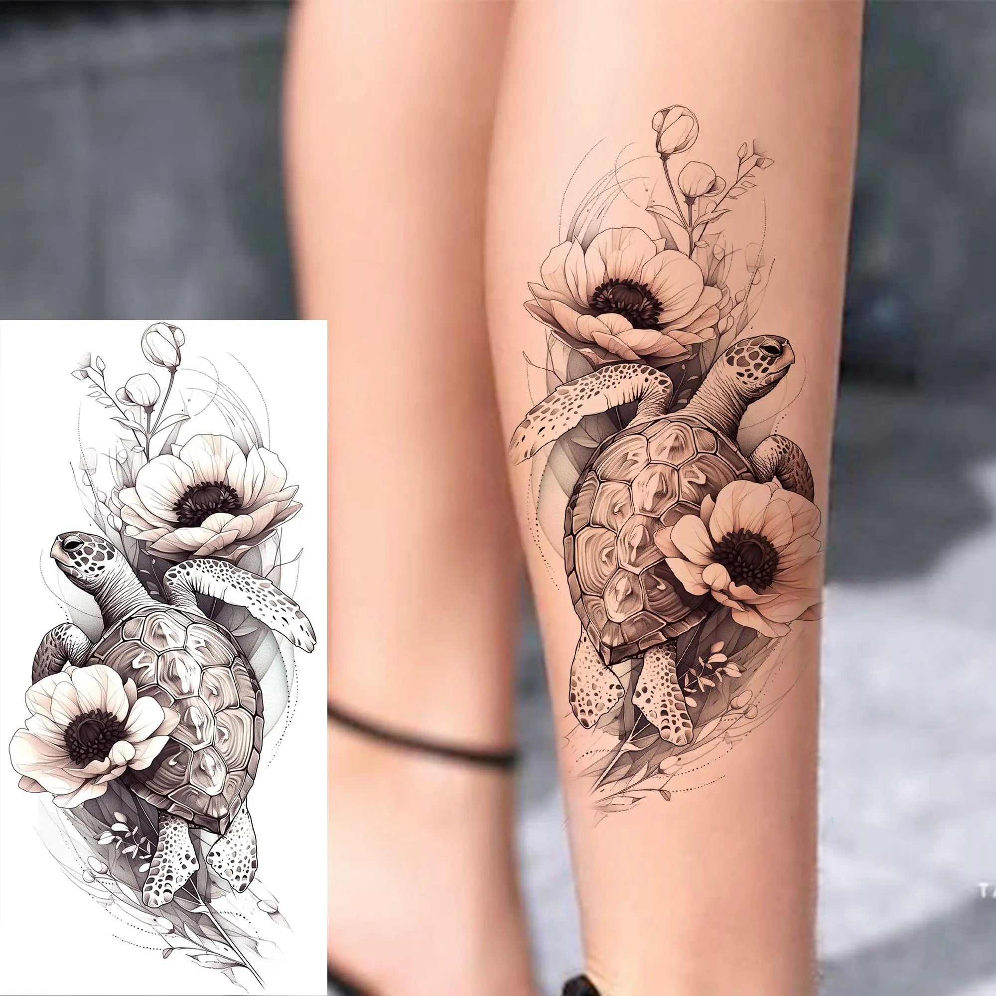 3D Rose Butterfly Temporary Tattoo – Waterproof Phoenix Flower Fake Tattoo Sticker